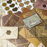 retro vintage alice in wonderland halloween style envelope kit to make your own decorative mini envelopes with paper and sticker seals