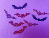 halloween large big jumbo packaging packing sticker stickers holo holographic foil glitter glittery seals 30mm ghost ghosts bat bats spooky pumpkin pumpkins cute  kawaii craft supplies shop store stationery