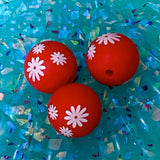 CHRISTMAS SILICONE BEADS 15mm Red White & Black