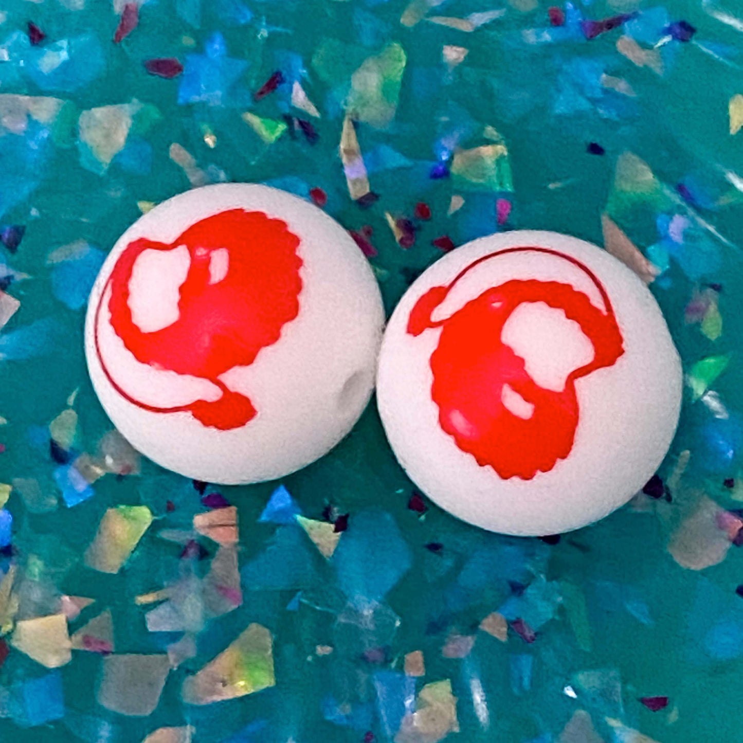 CHRISTMAS SILICONE BEADS 15mm Red White & Black