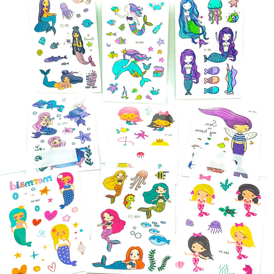 mermaid temporary tattoo tattoos sheet cute mermaids stationery kids gift gifts uk