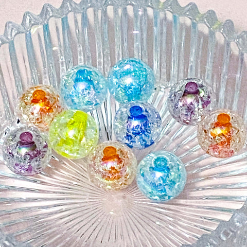 JUMBO Acrylic BEADS 15mm to 22mm- PAVE DISCO DUCK CRACKLE