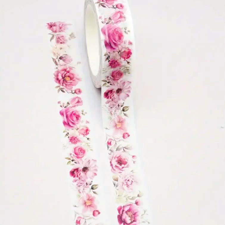 10m 10 metre washi tape tapes roll rolls uk cute kawaii spring floral flower flowers pretty stationery store shop green pink red cherry cherries rose roses book books bookshelf bookshelves reading coffee drink drinks red bloom blooms