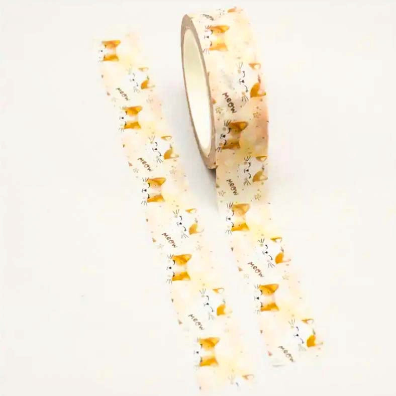 uk washi tape tapes roll rolls 10m 10 metre cat cats kitten kitty dog dogs puppy puppies cute kawaii stationery owl owls pumpkin halloween foil long pretty spooky black cat moon 