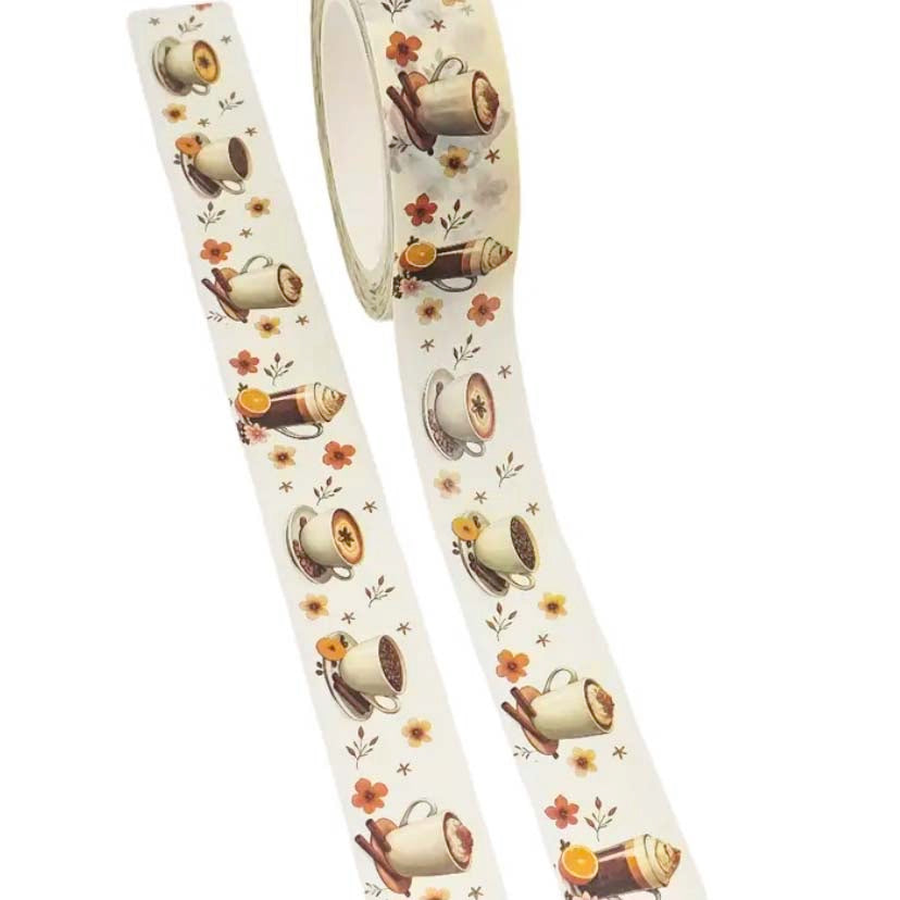 10m 10 metre washi tape tapes roll rolls uk cute kawaii spring floral flower flowers pretty stationery store shop green pink red cherry cherries rose roses book books bookshelf bookshelves reading coffee drink drinks red bloom blooms