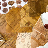 vintage mini envelope scrapbooking kit with sticker seals, brown antique paper textures ephemera