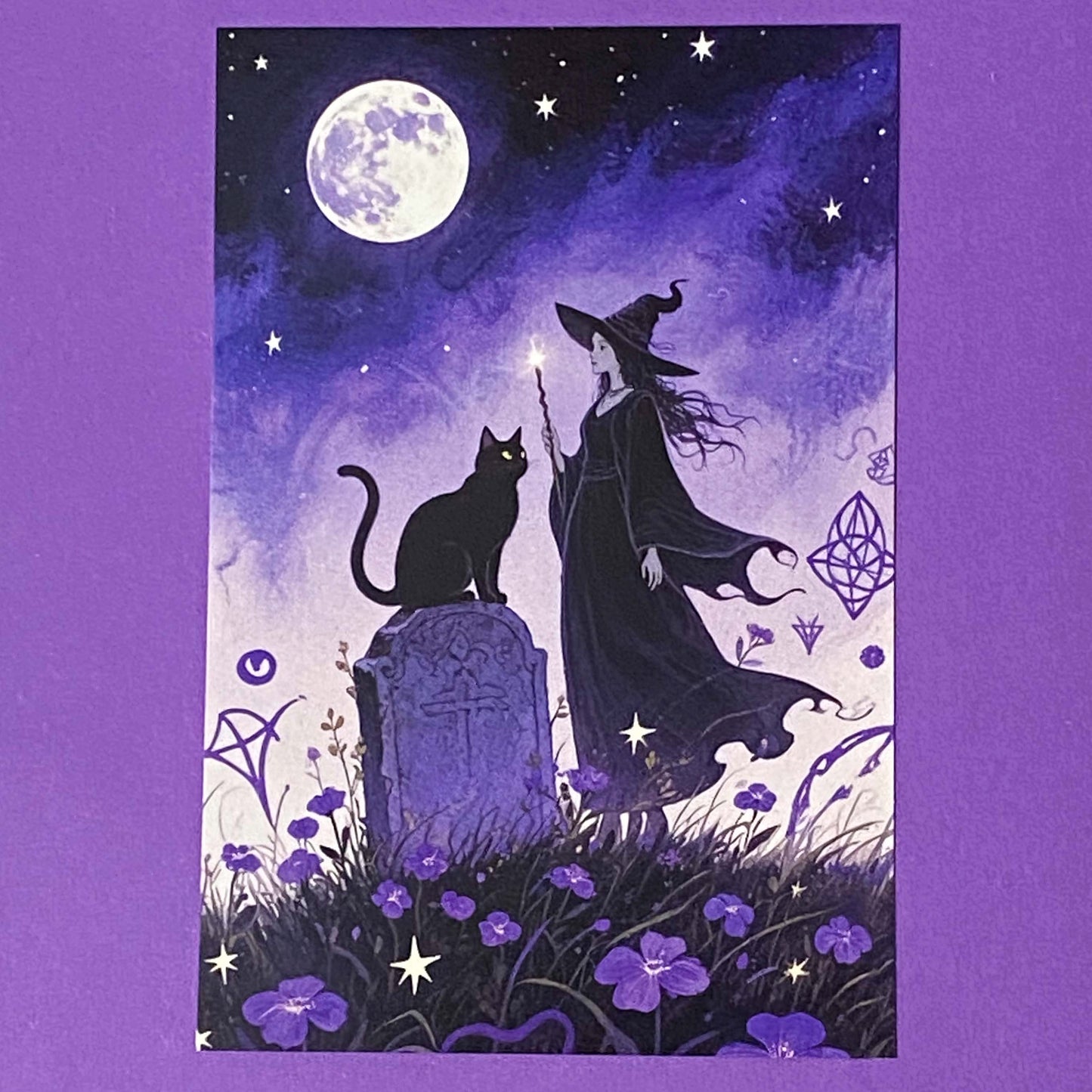 magic magical watercolour postcard postcards post card cards uk moon night cute kawaii witch witches black cat cats witchcraft pretty stationery shop store planner supplies desert wood woodland broom broomstick water pyramid castle witch"s familiar individual single beautiful horse