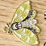 ORNATE MOTH or BUTTERFLY Gold Tone ENAMEL CHARM