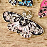 ORNATE MOTH or BUTTERFLY Gold Tone ENAMEL CHARM