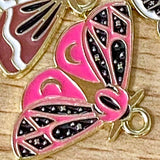 ORNATE MOTH or BUTTERFLY Gold Tone ENAMEL CHARM