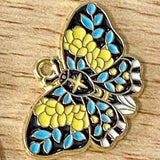 ORNATE MOTH or BUTTERFLY Gold Tone ENAMEL CHARM