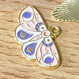 ORNATE MOTH or BUTTERFLY Gold Tone ENAMEL CHARM