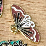 ORNATE MOTH or BUTTERFLY Gold Tone ENAMEL CHARM