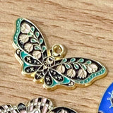 ORNATE MOTH or BUTTERFLY Gold Tone ENAMEL CHARM