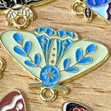 ORNATE MOTH or BUTTERFLY Gold Tone ENAMEL CHARM