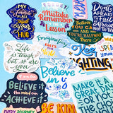 set of 100 colourful motivational affirmation stickers with positive quotes, glossy finish for laptops journals and scrapbooks