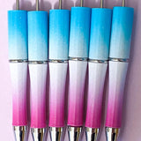 ombre pen pens base blank uk cute kawaii stationery beaded pen make your own build create gift gifts glitter glittery bases black ball[point ink stationery shop lilac green orange pastel rainbow ombre gradient