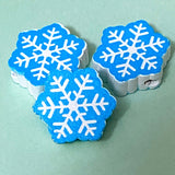 BLUE SNOWY JUMBO CHRISTMAS Wooden Beads 15mm to 20mm