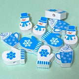 BLUE SNOWY JUMBO CHRISTMAS Wooden Beads 15mm to 20mm