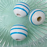 BLUE SNOWY JUMBO CHRISTMAS Wooden Beads 15mm to 20mm