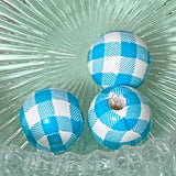 BLUE SNOWY JUMBO CHRISTMAS Wooden Beads 15mm to 20mm