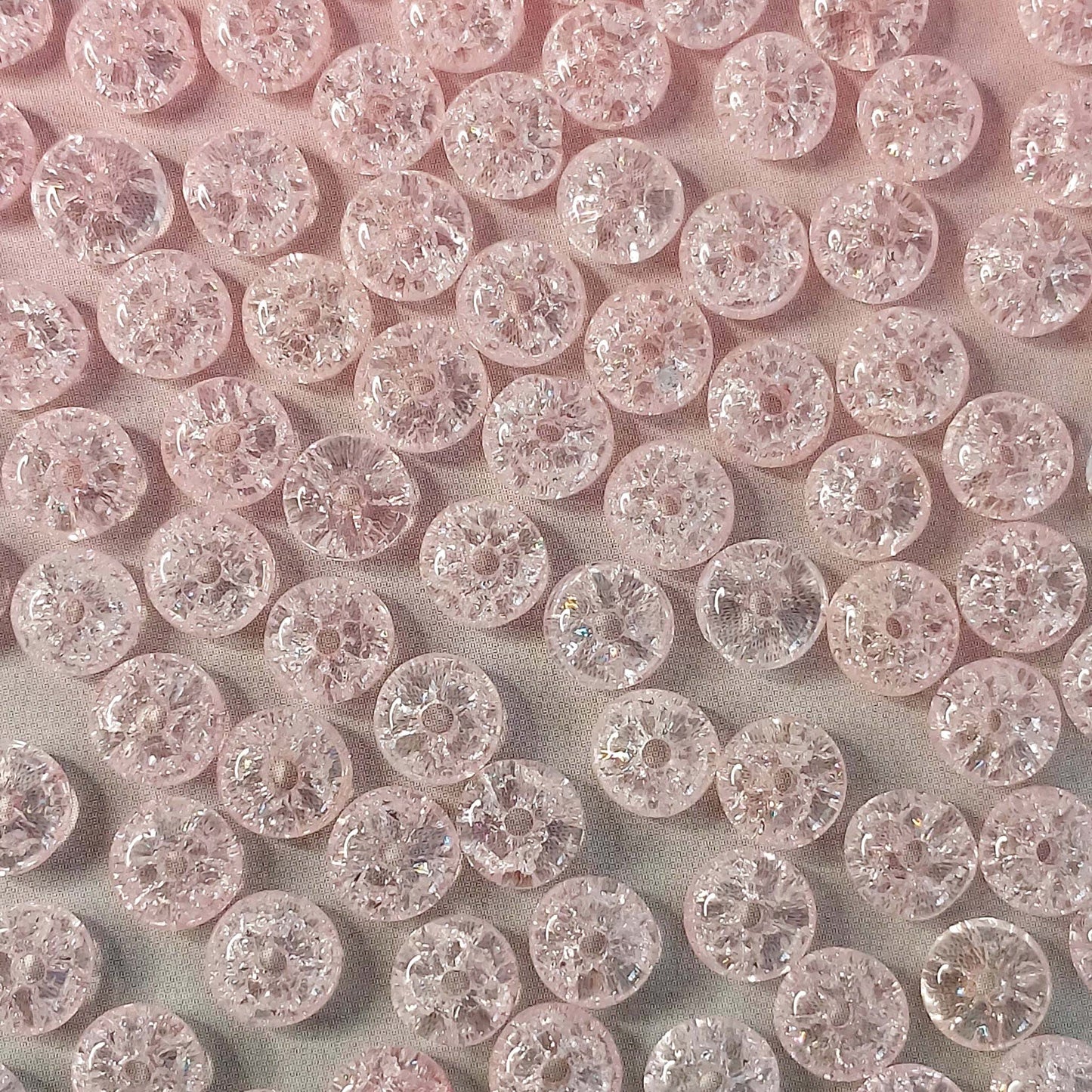 round rondelle shaped donut glass bead beads small 6mm pale pink lilac green mint turquoise crackle glaze pretty craft supplies uk shop store jewellery making