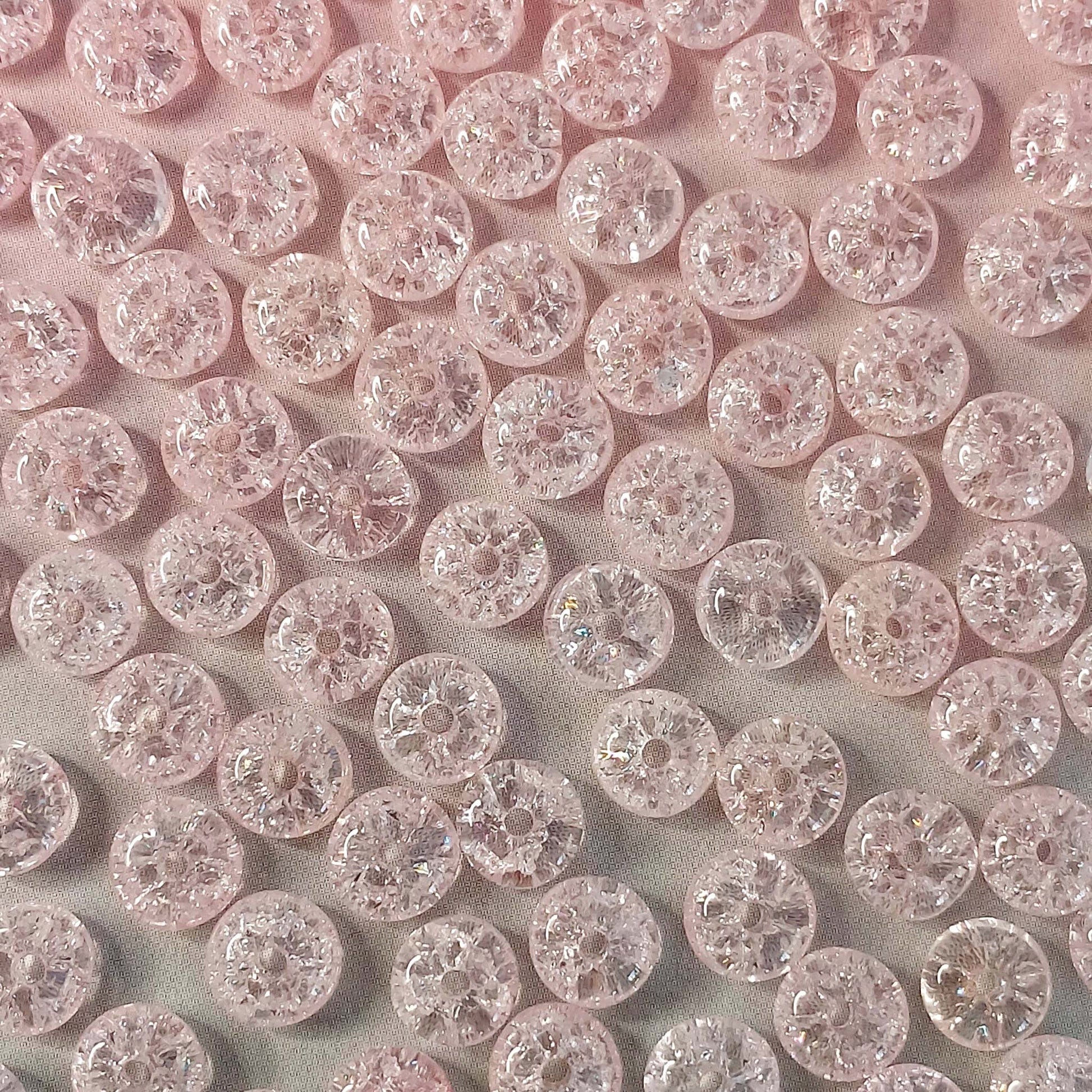 round rondelle shaped donut glass bead beads small 6mm pale pink lilac green mint turquoise crackle glaze pretty craft supplies uk shop store jewellery making