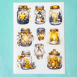 magic magical jar jars bottle bottles snow snowy festive christmas sticker stickers sheet bargain fun cute kawaii stationery shop store uk gold golden pretty star snowmen snowman globe winter planner