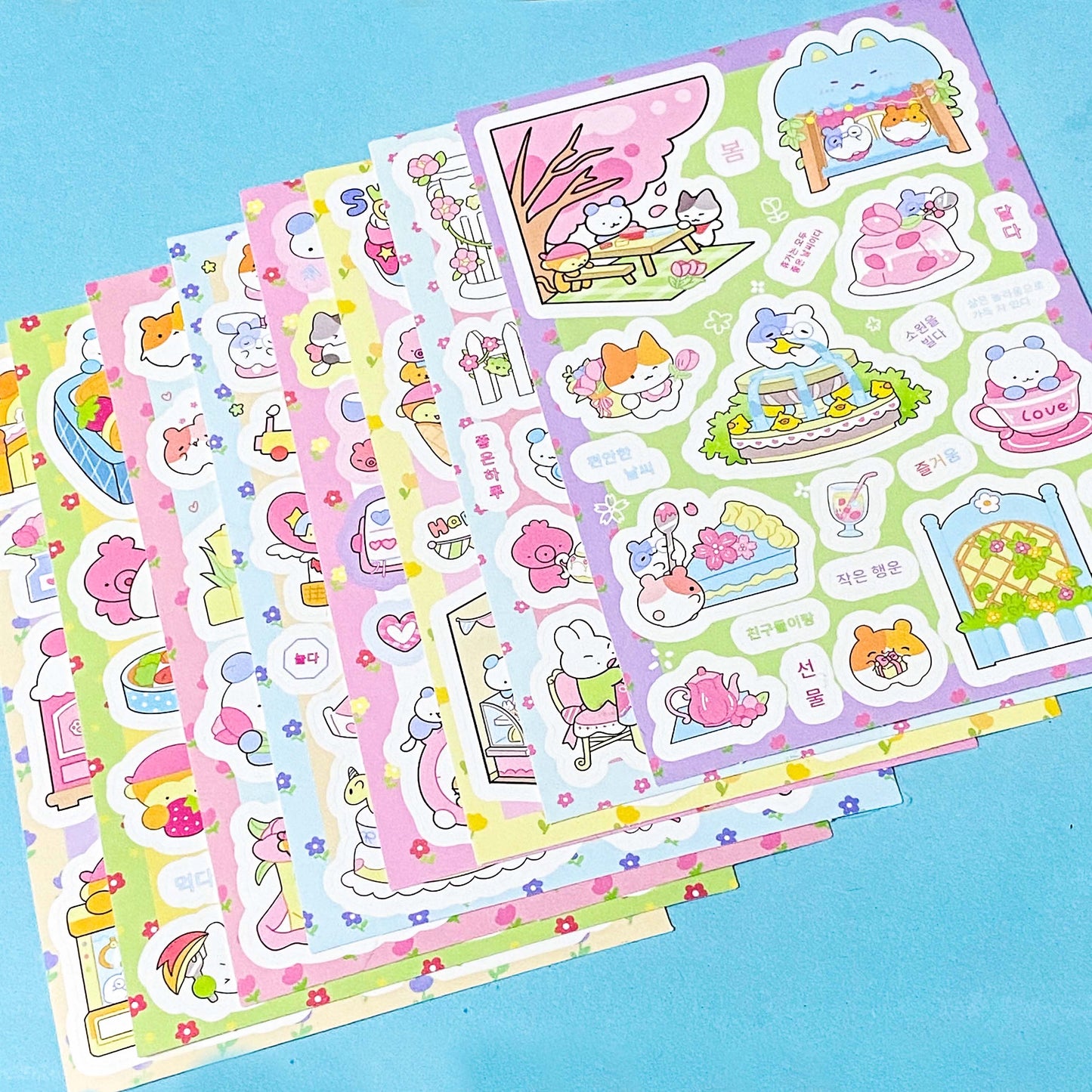PASTEL PETS- Matte Sticker Sheet of Kawaii Fun! Or Full Pack of 8 Sheets