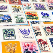 Botanical Affirmation Stamp Sticker Set- 6 Sheets Vintage Floral Words Stickers (Silk Finish) 72 Stickers