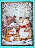 festive christmas woodland animal animals cute kawaii postcard postcards card cards fox foxes rabbit rabbits tree trees bear bears polar deer reindeer mice mouse snow snowman snowmen individual stationery shop store planner addict stickers envelope envelopes kraft