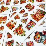 magic magical christmas candy sweet treat treats food sticker stickers jars bottle bottles boxes box glossy large jumbo stationery festive red pink blue green bright colours uk cute kawaii gift gifts