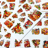 magic magical christmas candy sweet treat treats food sticker stickers jars bottle bottles boxes box glossy large jumbo stationery festive red pink blue green bright colours uk cute kawaii gift gifts