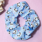 panda pandas gift gifts hair scrunchie scrunchies accessory accessories pastel colour soft fabric cotton print printed pattern pink mint blue lilac cream peach uk cute kawaii stocking filler fillers present