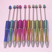 colourful ombre metallic glossy pearl foil foiled pen base bases blank blanks uk cute kawaii beaded pen pens black ballpoint ink refillable shiny ombre gold silver turquoise blue green pink cerise hot stationery craft supplies shop store make your own