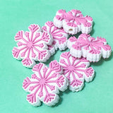 CHRISTMAS SILICONE BEADS- POLAR BEAR & SNOWFLAKE Pink & Blue