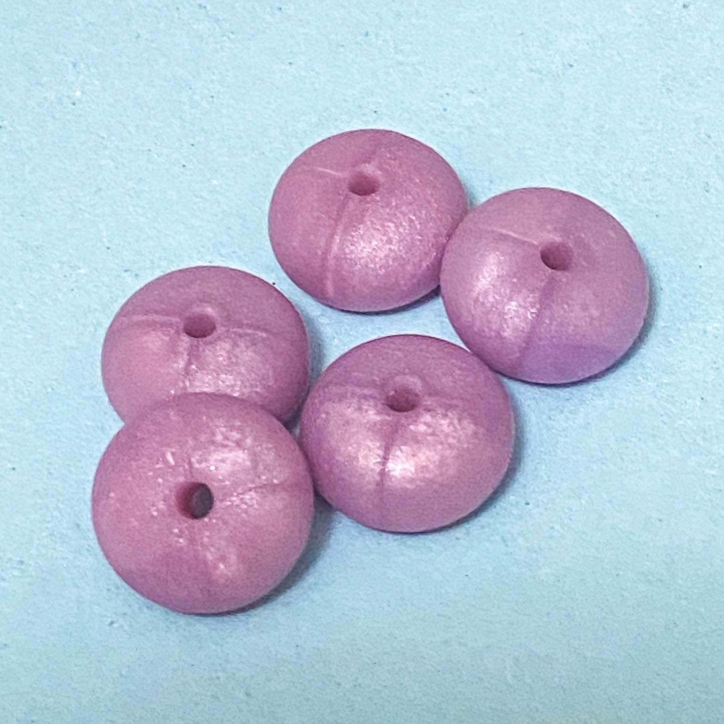 CHUNKY SILICONE BEAD BEANS SPACER DISC 15mm x 8mm MARBLE & PEARLY x 2