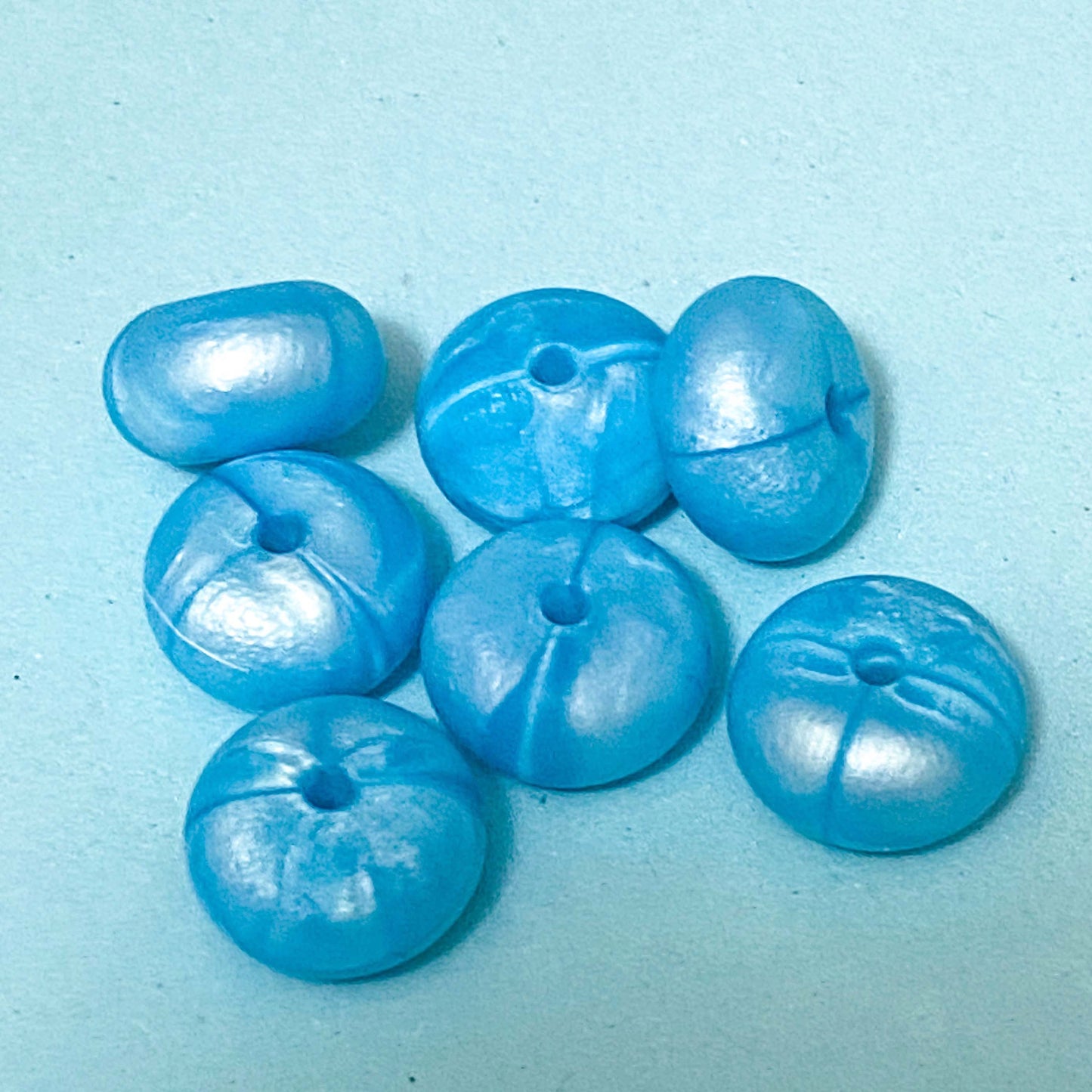 CHUNKY SILICONE BEAD BEANS SPACER DISC 15mm x 8mm MARBLE & PEARLY x 2