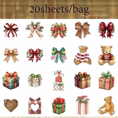 christmas festive die cut cuts card cardboard sticker stickers scrapbook scrapbooking card making supplies pretty red green tag tags pack of 20 motifs stationery shop store planner addict 