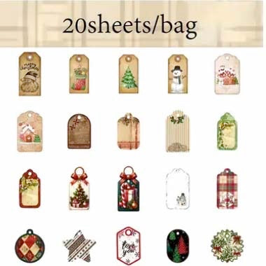 christmas festive die cut cuts card cardboard sticker stickers scrapbook scrapbooking card making supplies pretty red green tag tags pack of 20 motifs stationery shop store planner addict 