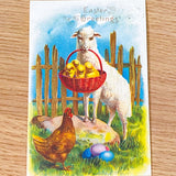 easter card cards post postcard greetings happy spring victorian vintage retro nostalgic uk cute kawaii stationery gift gifts shop store rabbit bunny chick chicks cross religious lamb lambs sheep hen floral flower flowers pretty yellow blue pink angel angels 