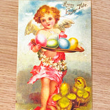 easter card cards post postcard greetings happy spring victorian vintage retro nostalgic uk cute kawaii stationery gift gifts shop store rabbit bunny chick chicks cross religious lamb lambs sheep hen floral flower flowers pretty yellow blue pink angel angels 