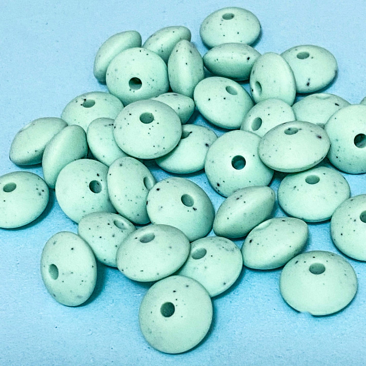 MARBLE & SPECKLE PASTEL SILICONE BEAD BEANS 12mm x 7mm thick Spacer SET of 2/12