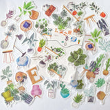 washi paper translucent sticker stickers flake flakes pack of 40 cute kawaii uk stationery shop store gift gifts planner addict house plant plants pot pots furniture chair chairs table table lamp lights decoration home decor
