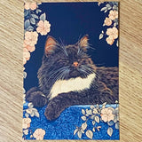opulent cat cats postcard postcards post card cards blank uk cute kawaii colourful kitten kitty floral flowers flower individual blue peach cream orange black stationery shop store