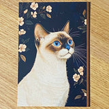 opulent cat cats postcard postcards post card cards blank uk cute kawaii colourful kitten kitty floral flowers flower individual blue peach cream orange black stationery shop store