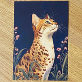 opulent cat cats postcard postcards post card cards blank uk cute kawaii colourful kitten kitty floral flowers flower individual blue peach cream orange black stationery shop store