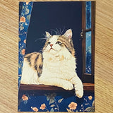 opulent cat cats postcard postcards post card cards blank uk cute kawaii colourful kitten kitty floral flowers flower individual blue peach cream orange black stationery shop store