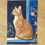 opulent cat cats postcard postcards post card cards blank uk cute kawaii colourful kitten kitty floral flowers flower individual blue peach cream orange black stationery shop store
