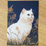 opulent cat cats postcard postcards post card cards blank uk cute kawaii colourful kitten kitty floral flowers flower individual blue peach cream orange black stationery shop store